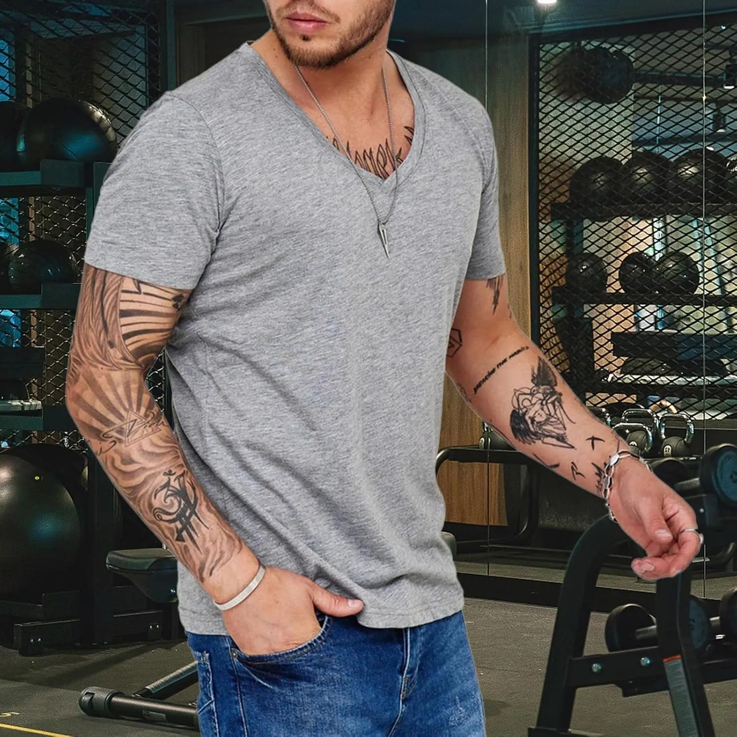 Men's Muscle T-Shirts Casual Thin Breathable Quick Dry Sweat Shirt Wicking Short Sleeve Tee Top UPF 50  Swim T Shirts