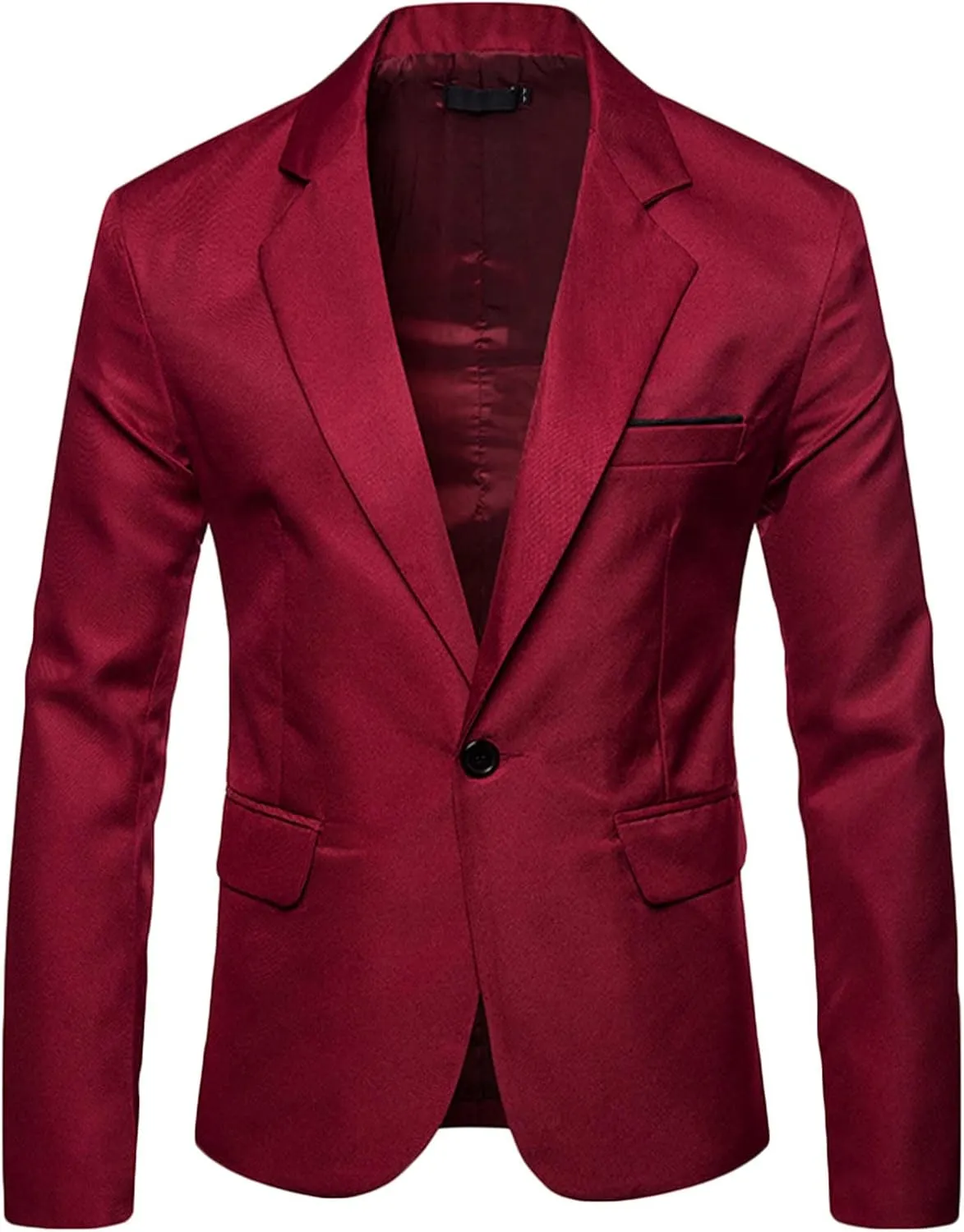 Men's One Button Wedding Blazer Slim Fit Dress Suit Jacket Bussiness Casual Sport Coats for Dinner Party Prom 2023 Wine
