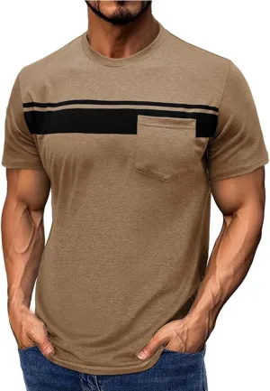 Mens Polo Shirts Quick Dry Short Sleeve Athletic Striped Golf T Shirt Performance Moisture Wicking Casual Collared Tee