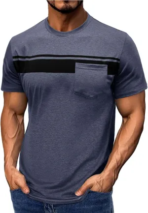 Mens Polo Shirts Quick Dry Short Sleeve Athletic Striped Golf T Shirt Performance Moisture Wicking Casual Collared Tee