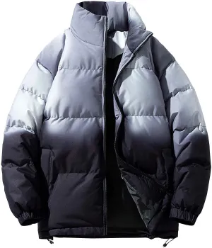 Men's Puffer Jacket Down Alternative Waterproof Winter Bubble Coats Jackets For Men Gradient Stand Up Collar Outwear