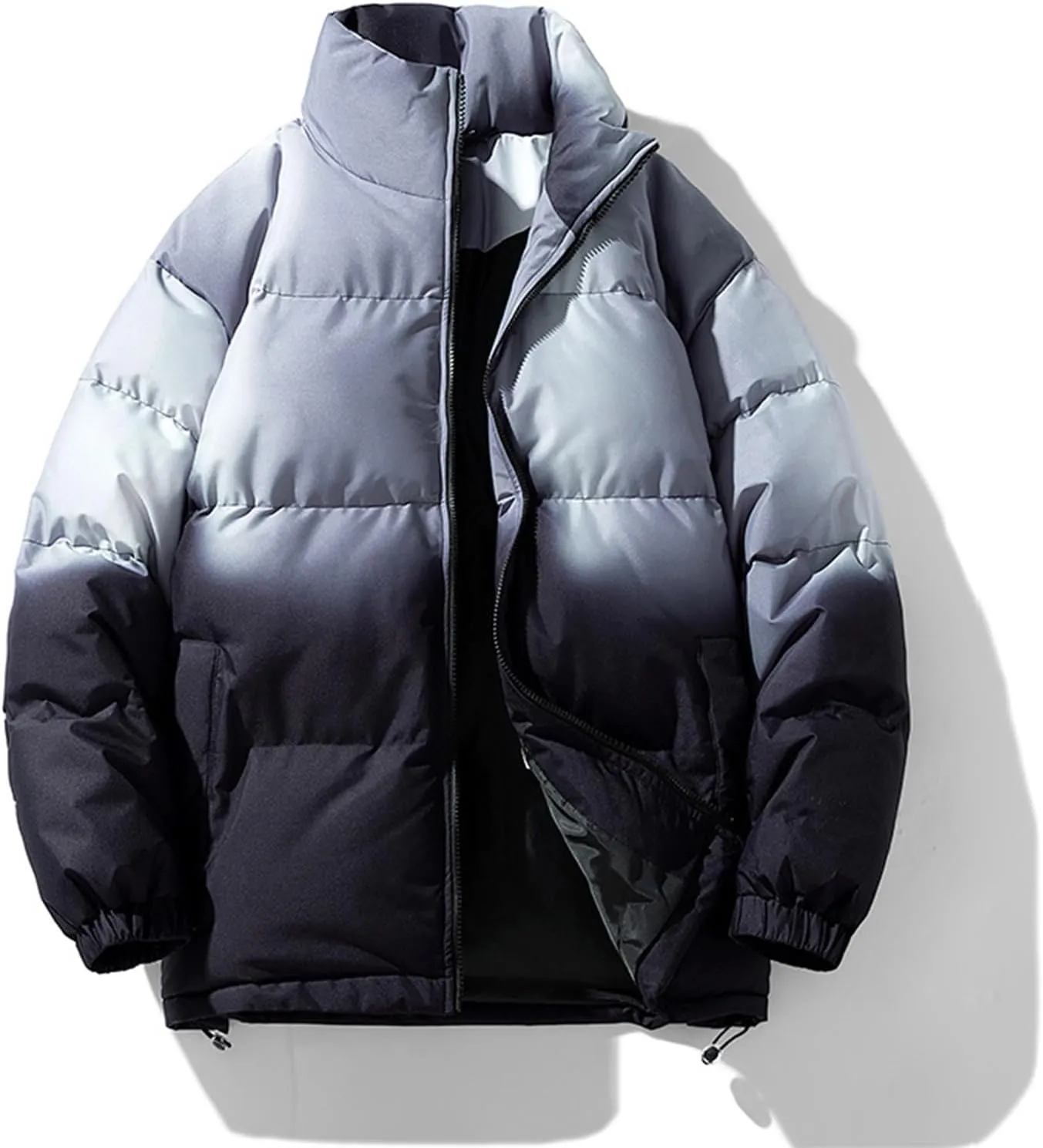 Men's Puffer Jacket Down Alternative Waterproof Winter Bubble Coats Jackets For Men Gradient Stand Up Collar Outwear