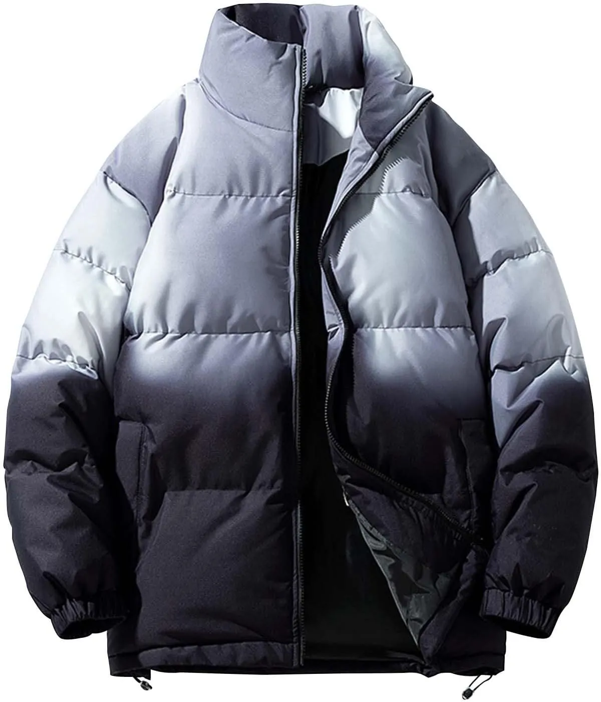 Men's Puffer Jacket Down Alternative Waterproof Winter Bubble Coats Jackets For Men Gradient Stand Up Collar Outwear