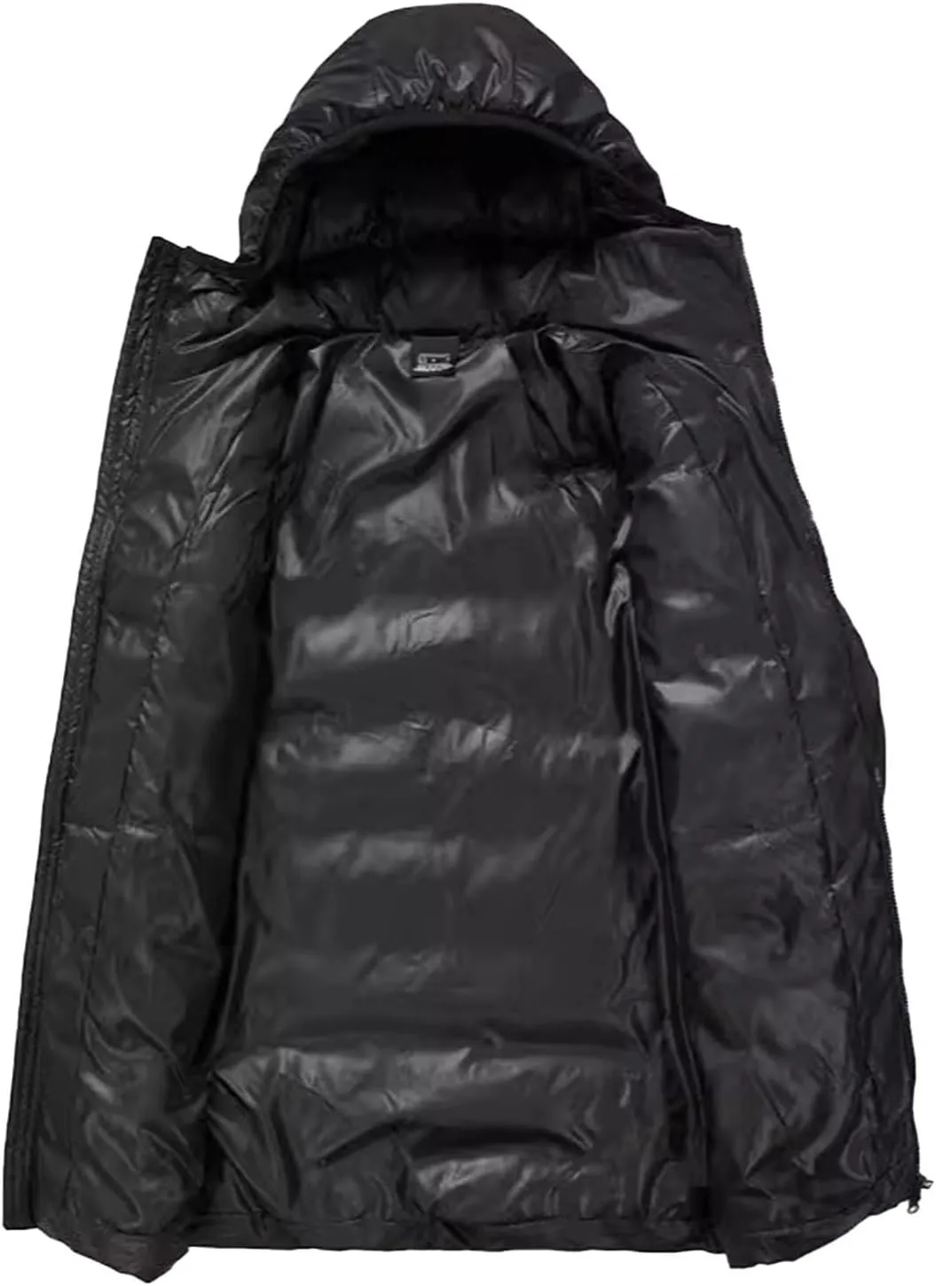 Mens Puffer Jacket Long Water Resistant Winter Coat Windproof Down Coat Hooded Quilted Jacket Warm Insulated Jackets