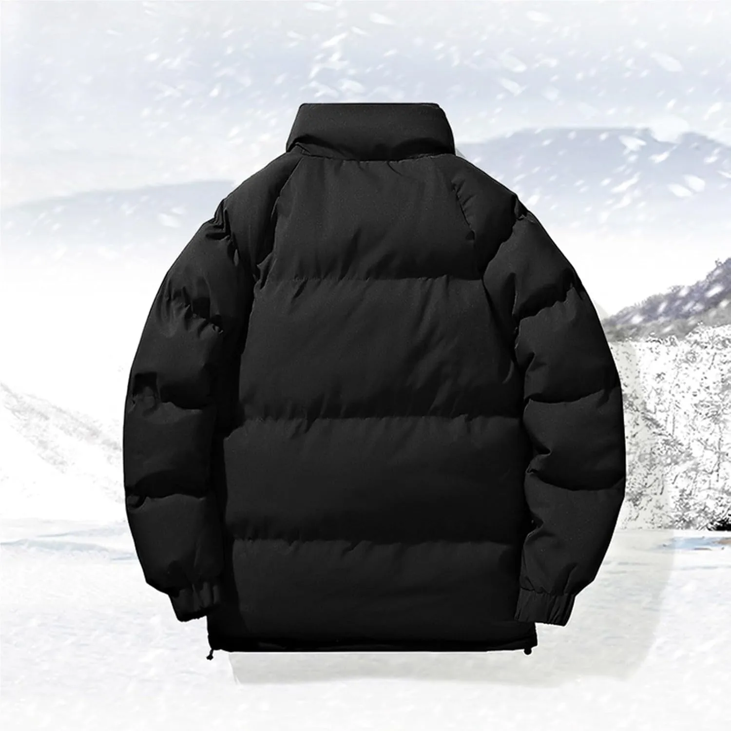 Mens Puffer Jacket Stand Collar Quilted Coat Lightweight Down Jacket Zip up Padded Coat Warm Winter Outerwear