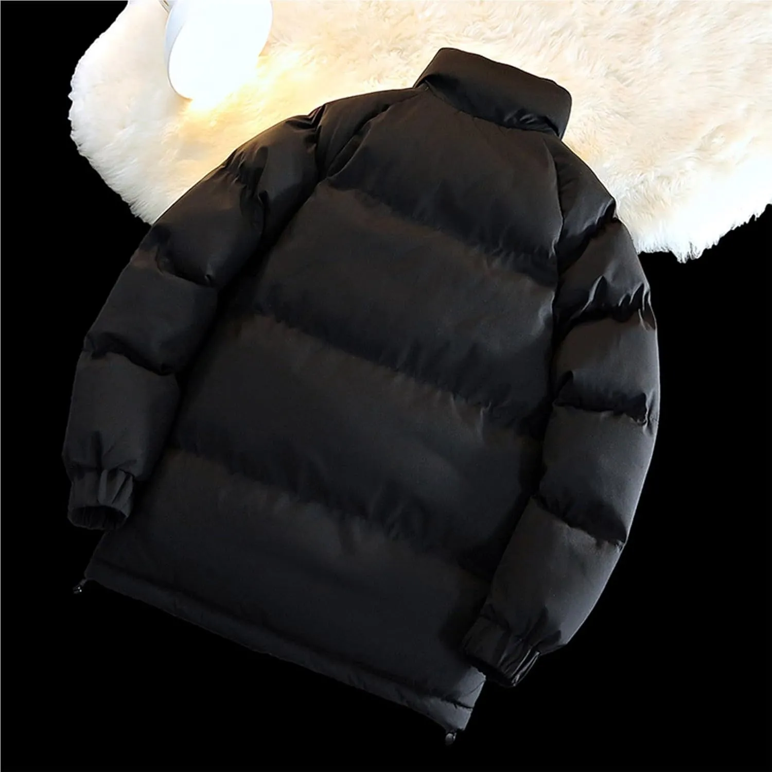 Mens Puffer Jacket Stand Collar Quilted Coat Lightweight Down Jacket Zip up Padded Coat Warm Winter Outerwear