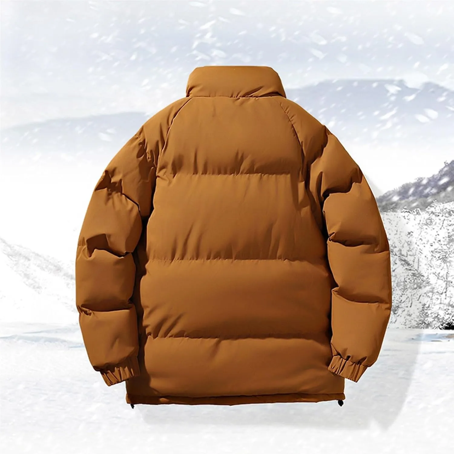 Mens Puffer Jacket Stand Collar Quilted Coat Lightweight Down Jacket Zip up Padded Coat Warm Winter Outerwear