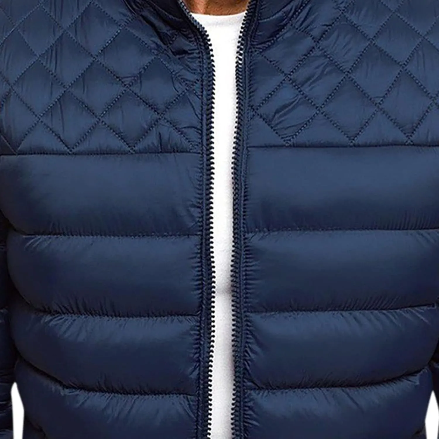 Men's Puffer Jacket Stand Collar Quilted Coat Lightweight Packable Down Jacket Casual Warm Winter Outwear with Pockets
