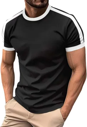 Men's Raglan Jersey Baseball Tee Shirt Trendy Muslce Fit Bodybuilding Workout Gym Tees Short Sleeve Hipster T-Shirts