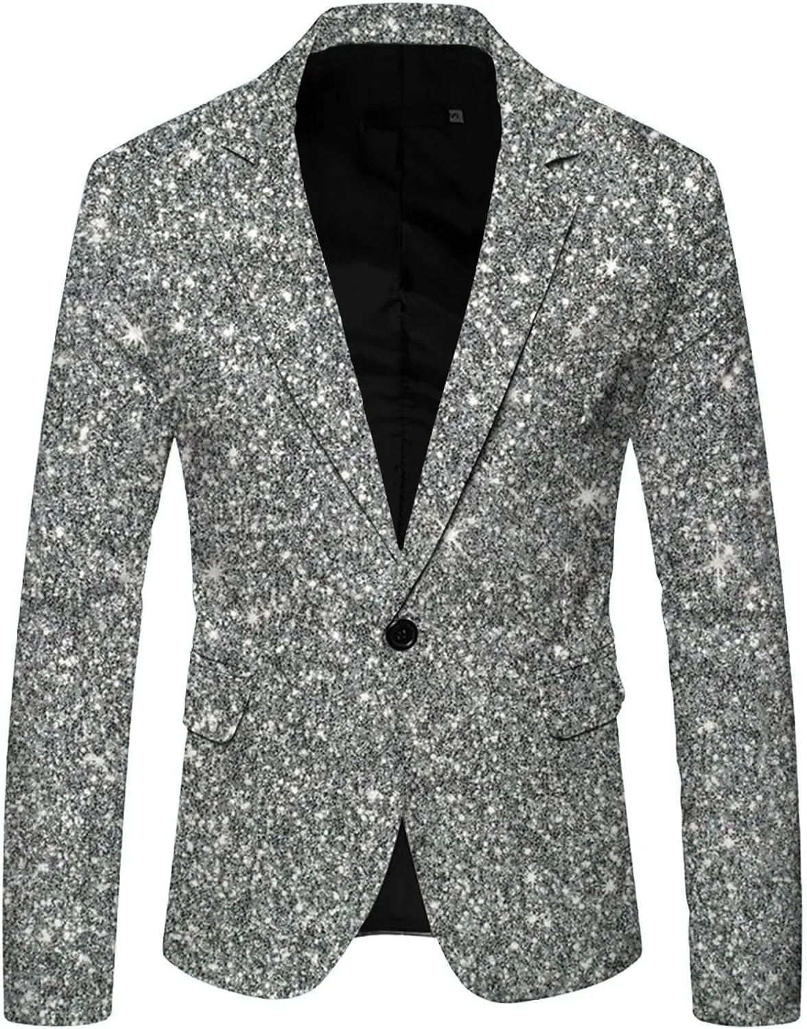 Men's Sequin Blazer Suit One Button Lapel Slim Fit Mens Sequin Texudo Jacket for Party/Prom/Wedding