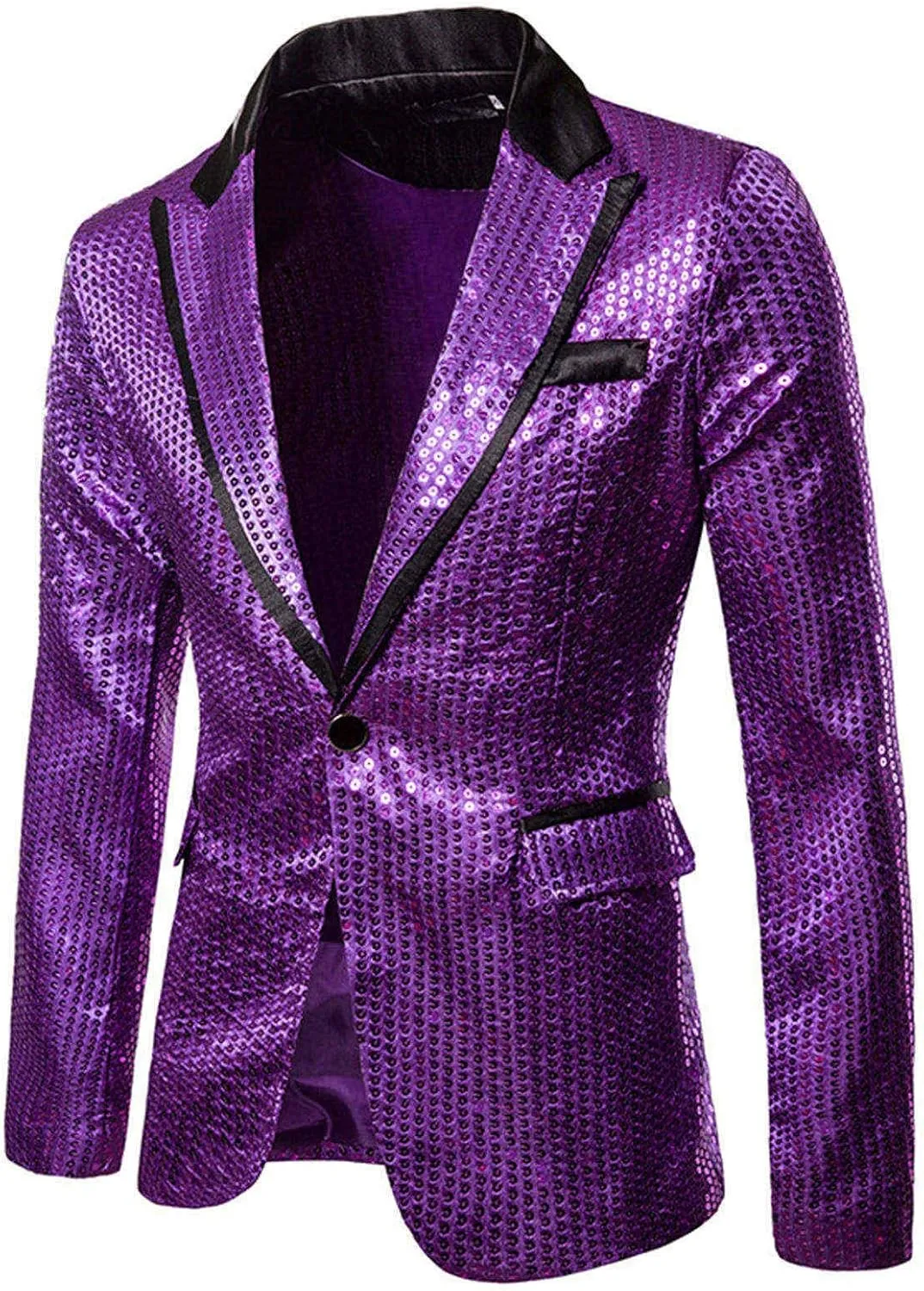 Men's Shiny Sequin Floral Tuxedo Suit Jacket Slim Fit Dinner Jacket Party Prom Wedding Blazer Jackets