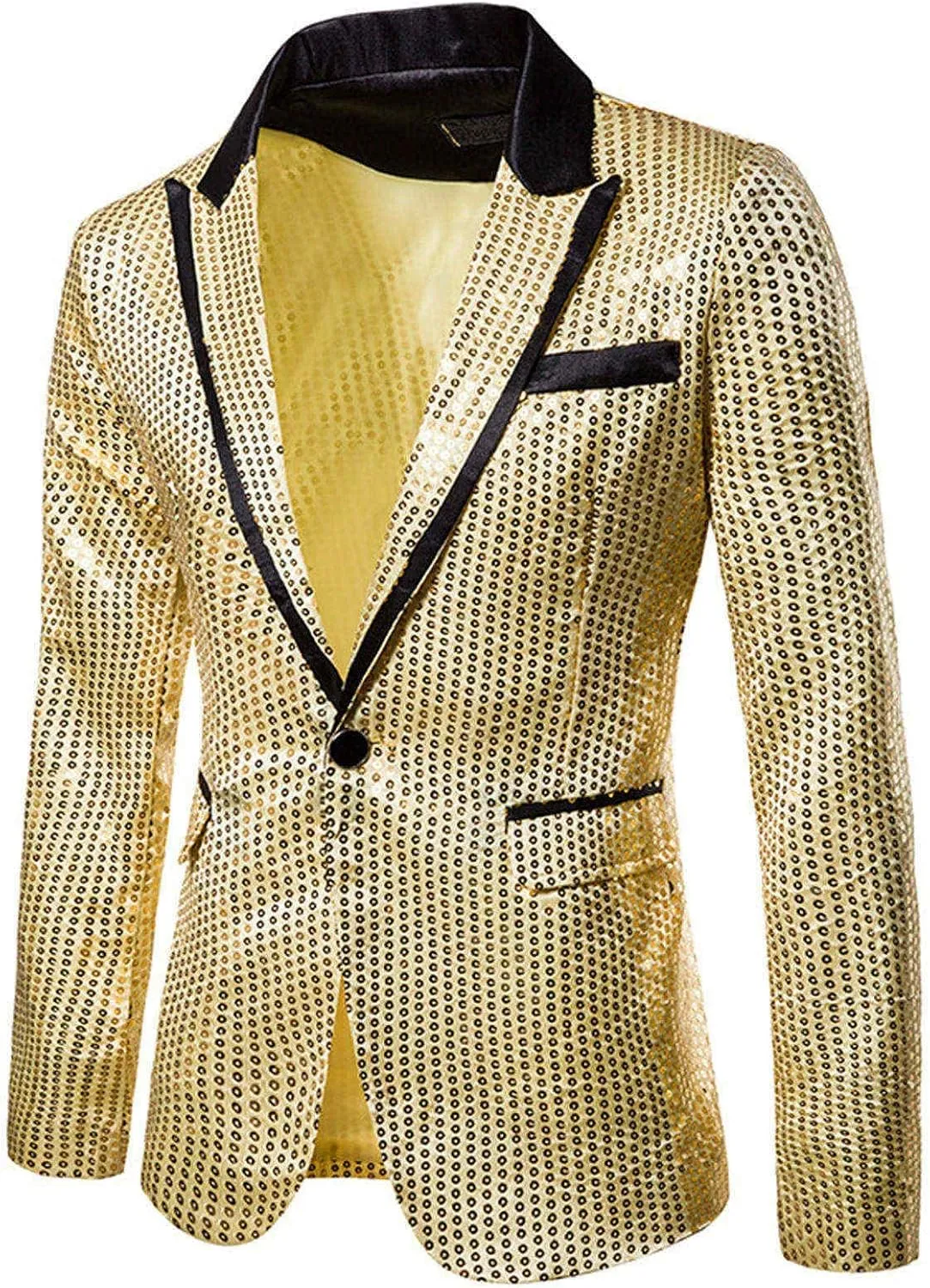Men's Shiny Sequin Floral Tuxedo Suit Jacket Slim Fit Dinner Jacket Party Prom Wedding Blazer Jackets