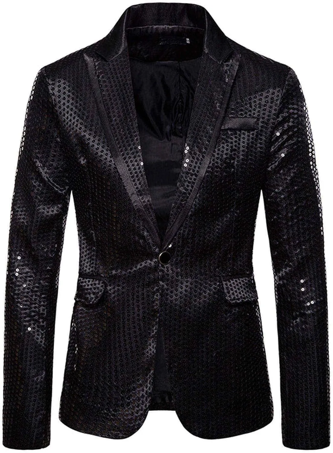 Men's Shiny Sequin Floral Tuxedo Suit Jacket Slim Fit Dinner Jacket Party Prom Wedding Blazer Jackets