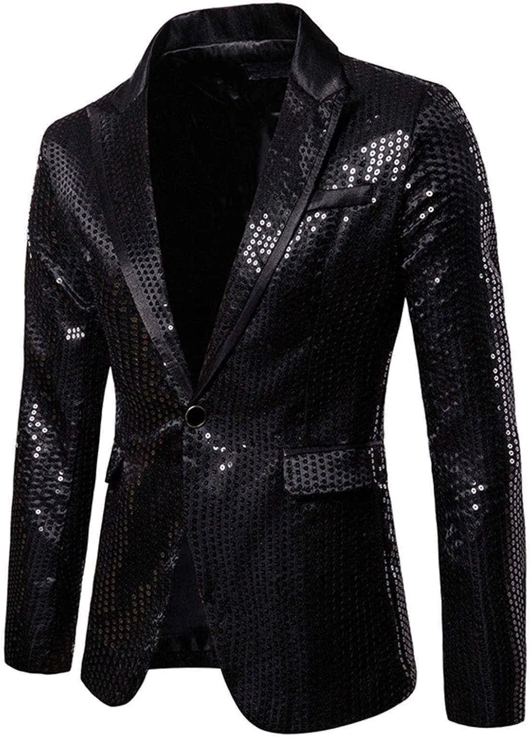 Men's Shiny Sequin Floral Tuxedo Suit Jacket Slim Fit Dinner Jacket Party Prom Wedding Blazer Jackets