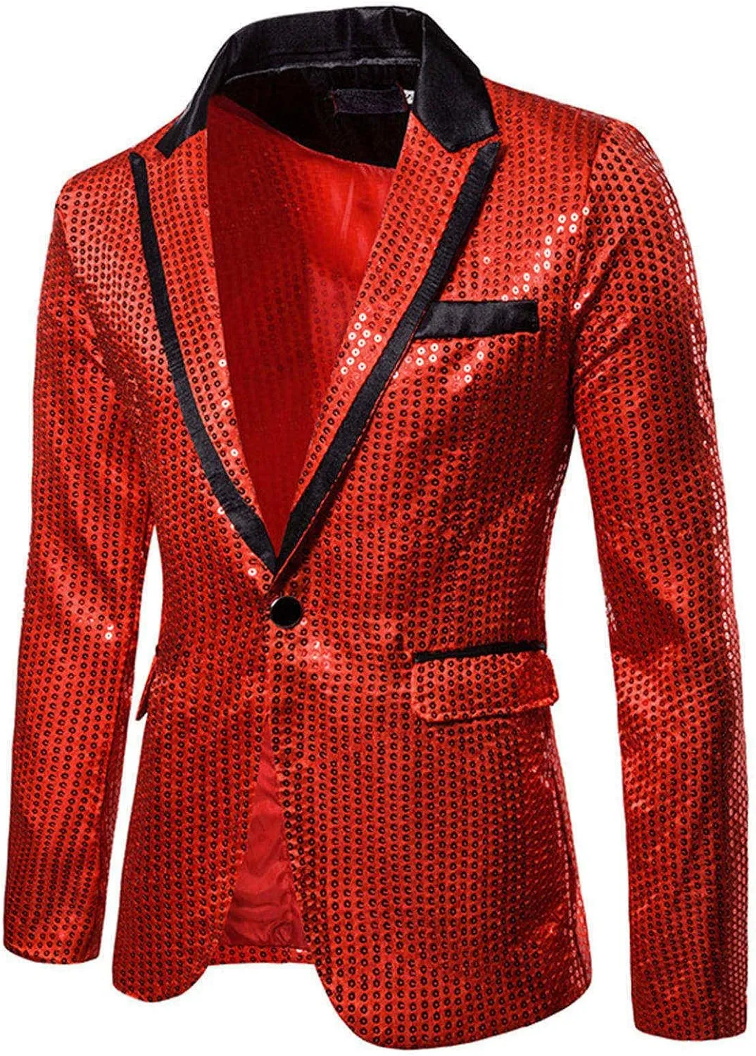 Men's Shiny Sequin Floral Tuxedo Suit Jacket Slim Fit Dinner Jacket Party Prom Wedding Blazer Jackets