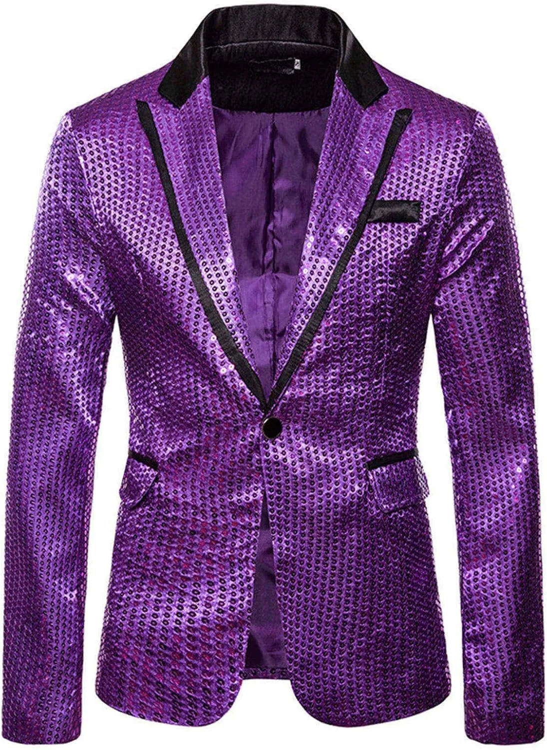 Men's Shiny Sequin Floral Tuxedo Suit Jacket Slim Fit Dinner Jacket Party Prom Wedding Blazer Jackets