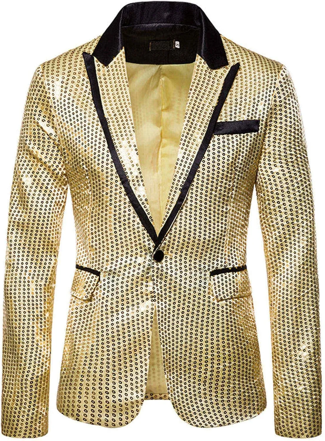 Men's Shiny Sequin Floral Tuxedo Suit Jacket Slim Fit Dinner Jacket Party Prom Wedding Blazer Jackets