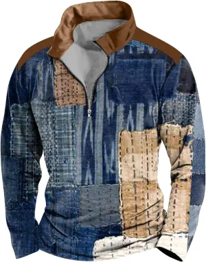 Mens Shirt Large Size Base Shirt Digital 3D Print Casual Long Sleeve T Shirt Zipper Long Sleeve Shirt Mens Shirts