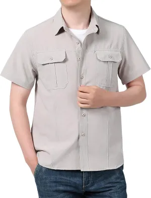 Men's Short Sleeve Aero Tech Button-up Shirt Button Down Mens Big and Tall Shirts