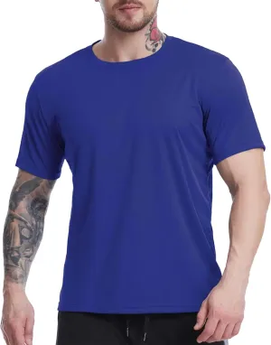 Mens Short Sleeve T-Shirts Casual Solid Color Big and Tall Loose Fit T Shirts Quick Dry Breathable Thin Sweat Shirt