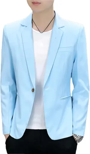 MenS Slim Fit Suit Jacket 2 Button Blazer Dress Business Korean Slim-Fit Work Blazers Suit