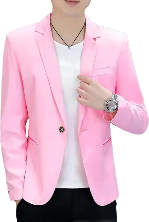 MenS Slim Fit Suit Jacket 2 Button Blazer Dress Business Korean Slim-Fit Work Blazers Suit