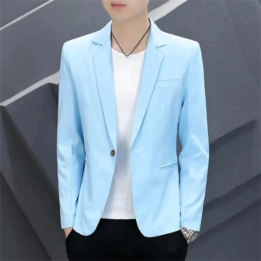 MenS Slim Fit Suit Jacket 2 Button Blazer Dress Business Korean Slim-Fit Work Blazers Suit