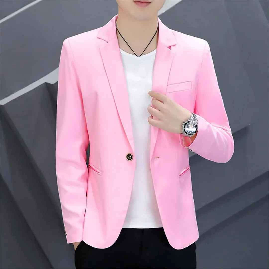 MenS Slim Fit Suit Jacket 2 Button Blazer Dress Business Korean Slim-Fit Work Blazers Suit