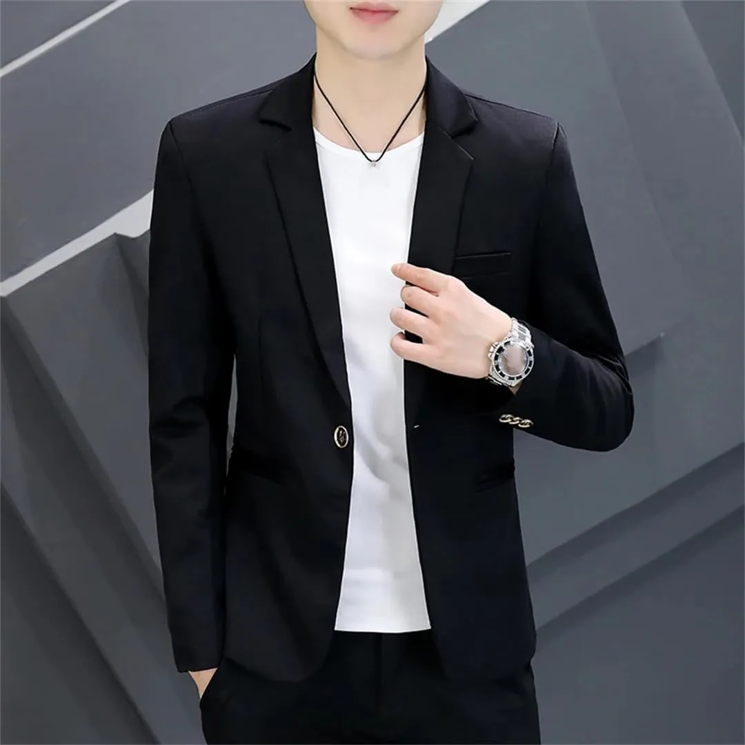 MenS Slim Fit Suit Jacket 2 Button Blazer Dress Business Korean Slim-Fit Work Blazers Suit