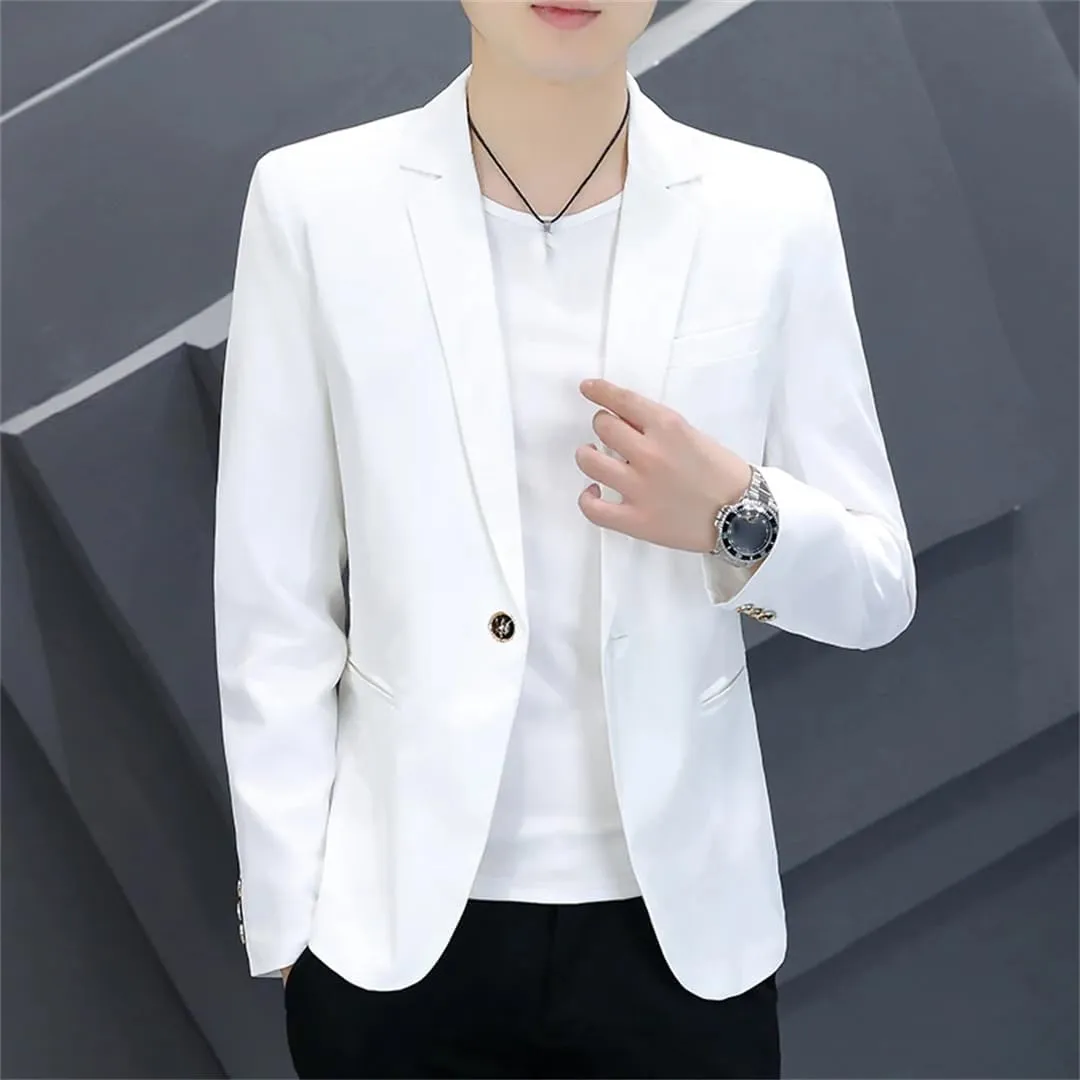 MenS Slim Fit Suit Jacket 2 Button Blazer Dress Business Korean Slim-Fit Work Blazers Suit