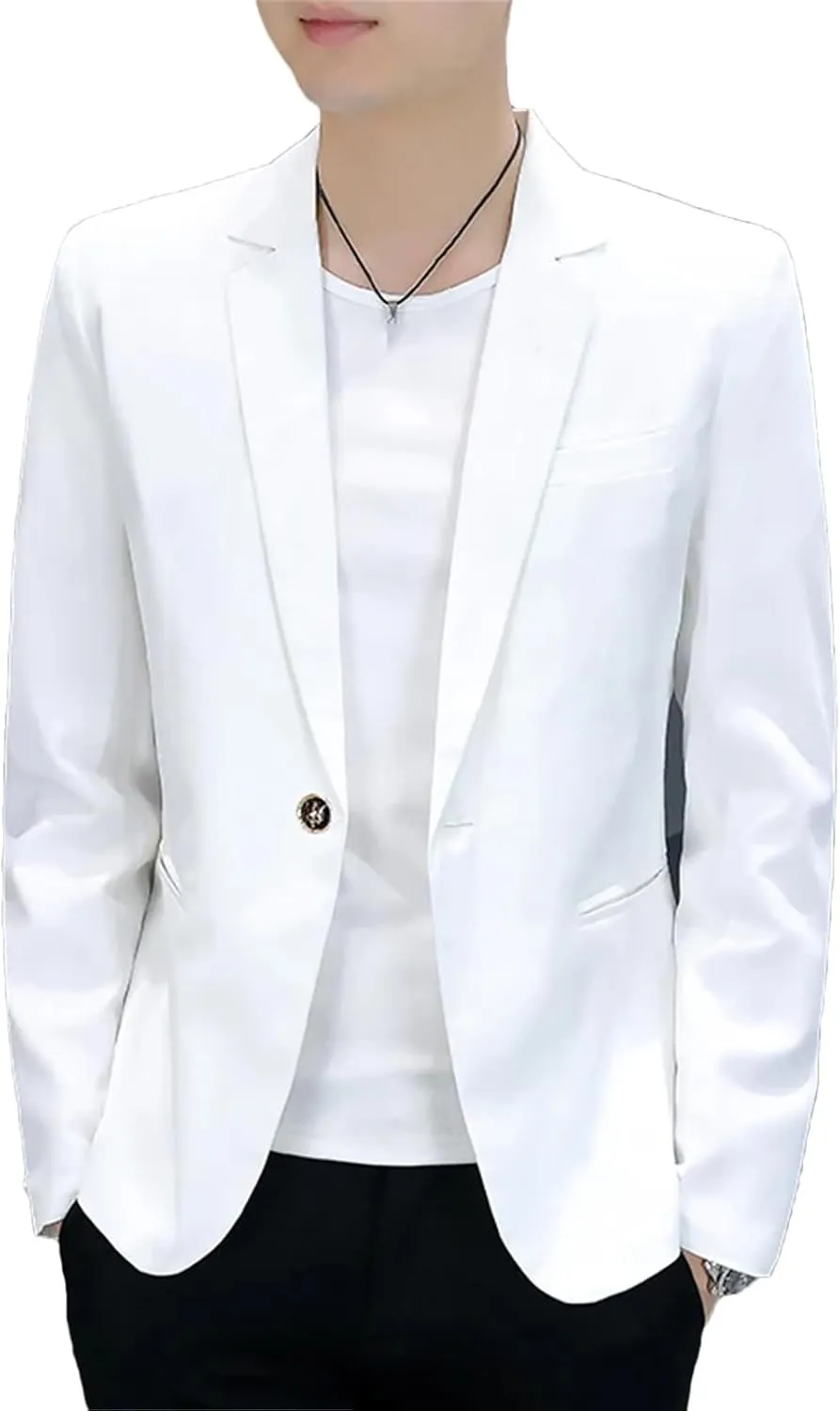 MenS Slim Fit Suit Jacket 2 Button Blazer Dress Business Korean Slim-Fit Work Blazers Suit