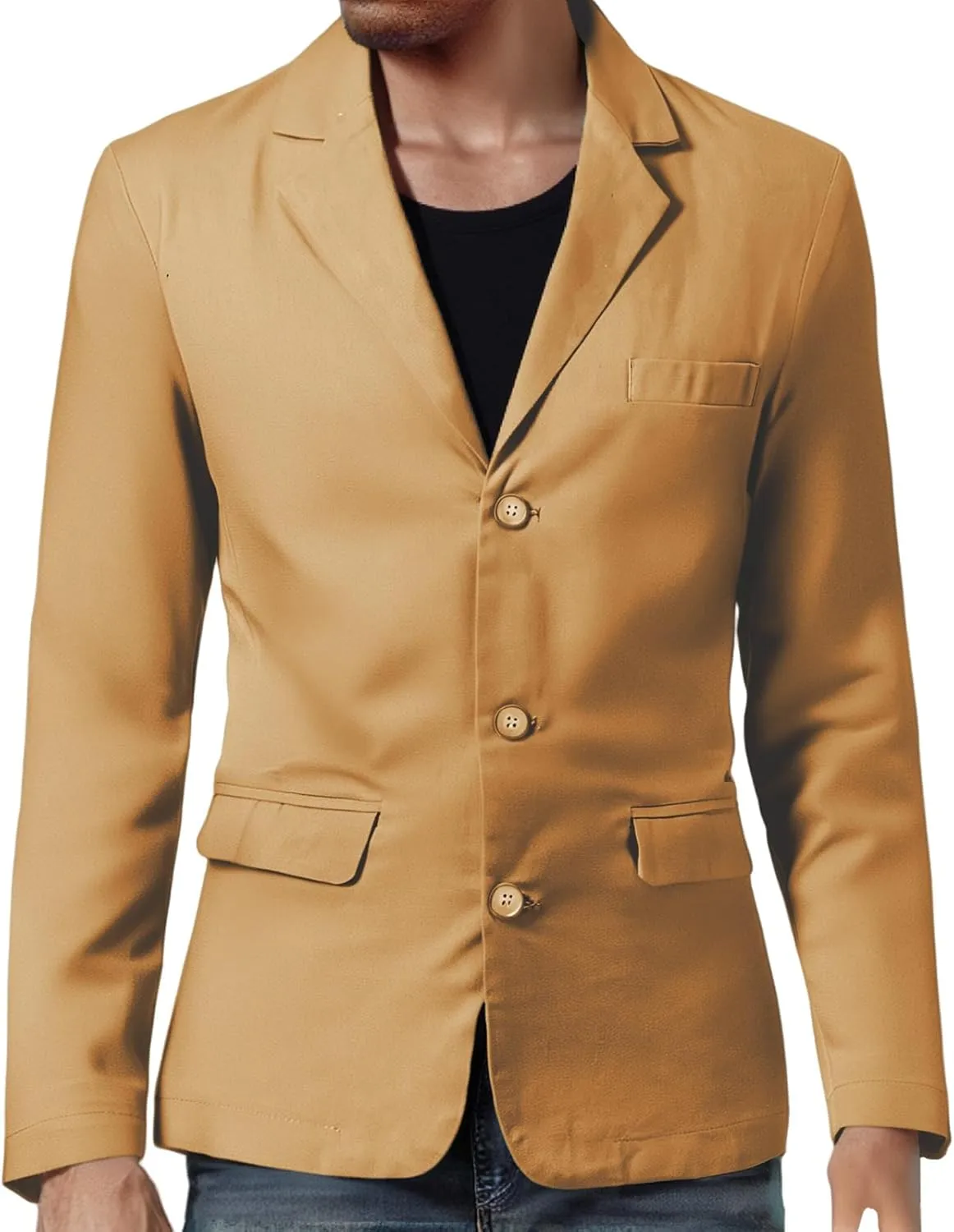Mens Sport Coats One Button Blazer Lapel Casual Formal Trendy Slim Fit Solid Lightweight Business Party Wedding Suits