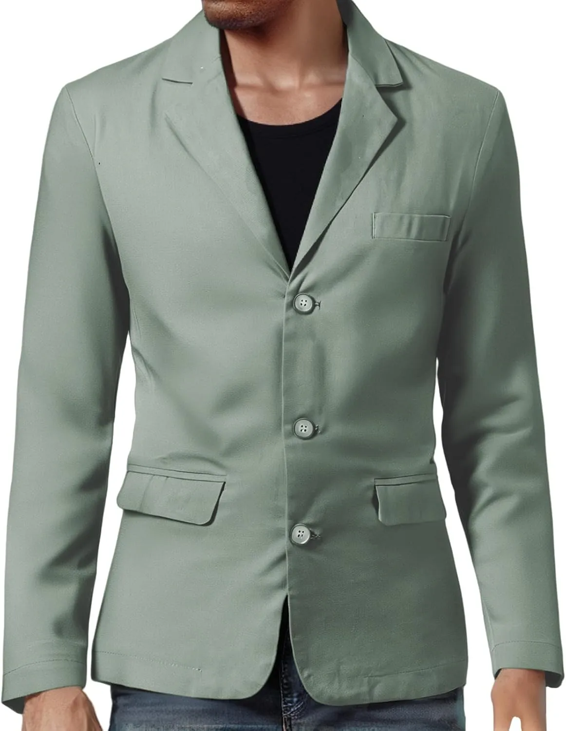 Mens Sport Coats One Button Blazer Lapel Casual Formal Trendy Slim Fit Solid Lightweight Business Party Wedding Suits