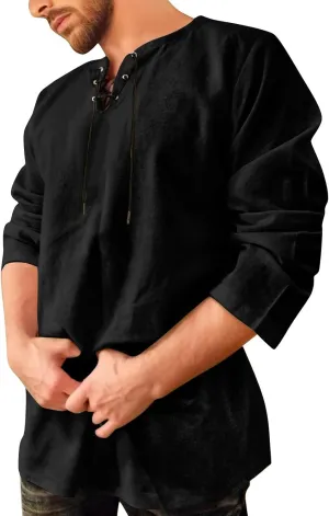 Men's Summer Shirts 3/4 Sleeved Tie The Rope Comfortable Leisure Style Sport Pants Comfy Fashion Trendy Tops