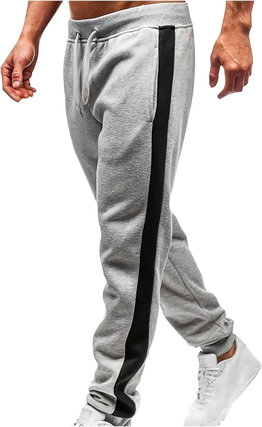 Mens Sweatpants Elastic Bottom Fleece Lined Joggers Drawstring Waistband Athletic Track Pants with Pockets