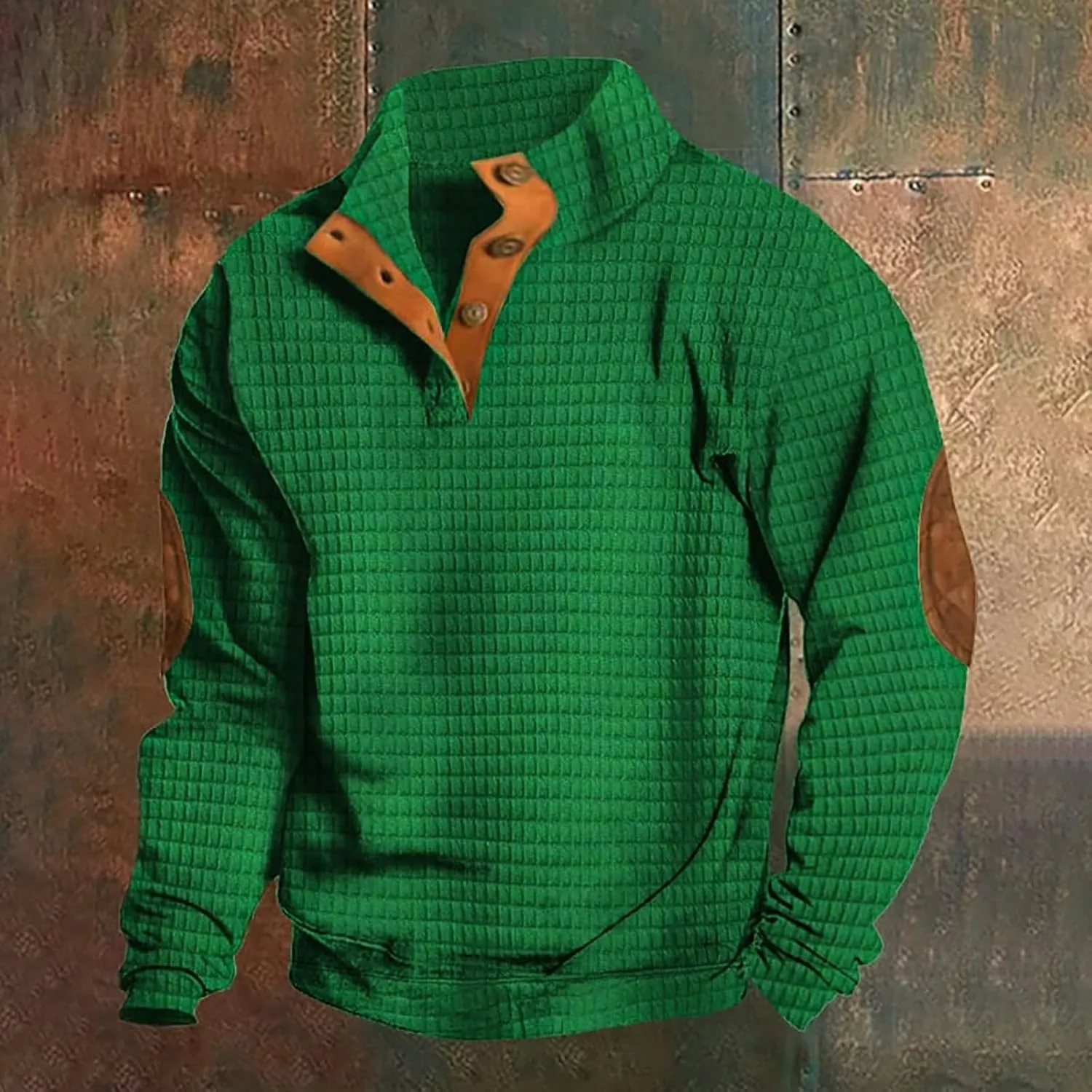 Men's Sweatshirt Loose 3D Printed Stand Collar Button Long Sleeve Hoodie Comfortable Men's Sweatshirt Hoodie Mens