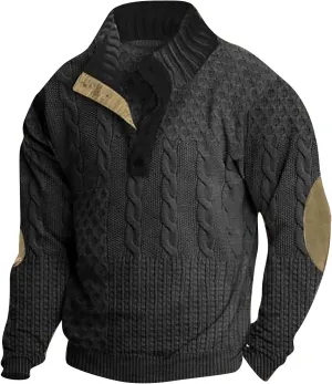 Men's Sweatshirt Loose 3D Printed Stand Collar Button Long Sleeve Hoodie Comfortable Men's Sweatshirt Hoodie Mens