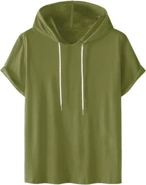 Mens T-Shirts Big and Tall Short Sleeve Solid Hoodies Shirt Causal Summer Vacation Shirts Gym Workout Tee Tops