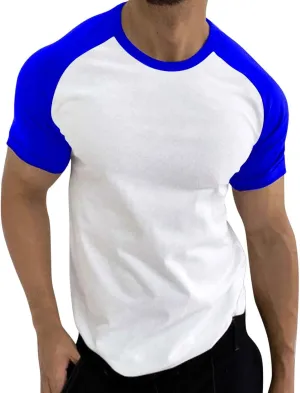Men's T-Shirts Raglan Short Sleeve Casual Summer Slim Fit Muscle Workout Cooling Plain T-Shirt Basic Soft Cotton Tshirts