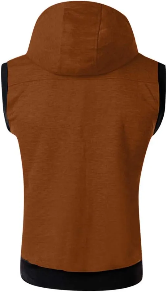 Mens Tank Top Hoodie Men's Sleeveless Zip Up Hooded Tank Tops T Shirt Hoodie Zip-up Vests Jacket