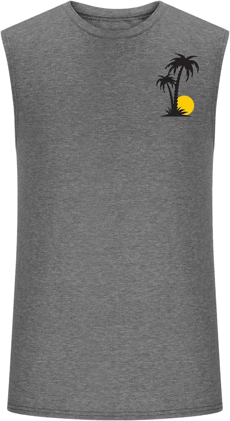Mens Tank Tops Graphic Summer Tees Cotton Workout Gym Cut Off Sleeveless T Shirts Loose Fit Muscle Athletic Tank Tops