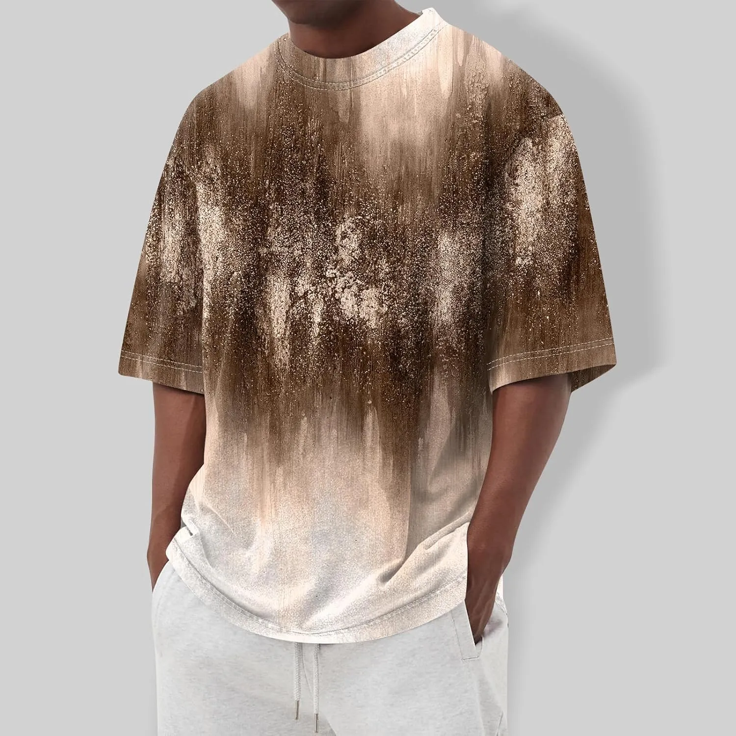 Men's Tie Dye T-Shirt Oversized Gradient Color Short Sleeve T-Shirt Summer Casual Crew Neck Loose Fit Tee Shirts