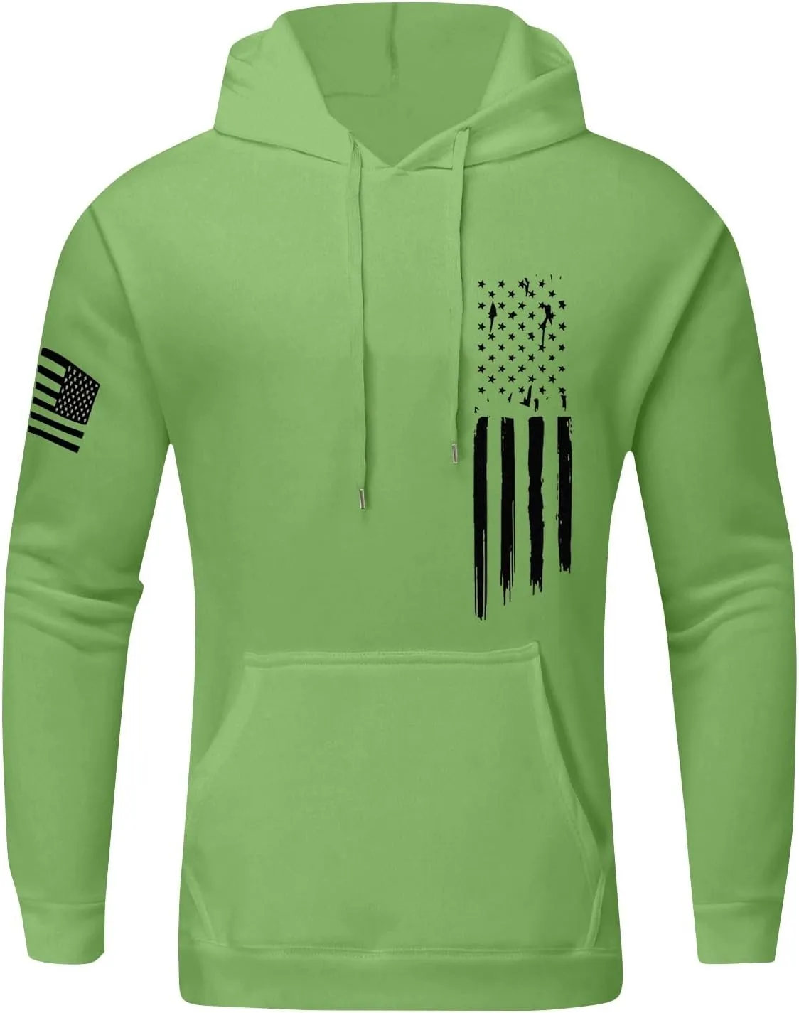 Men's Trendy Hoodies Oversized Sweatshirts Drawstring Fall Hooded Long Sleeve USA Flag Printed Hoodie with Pockets