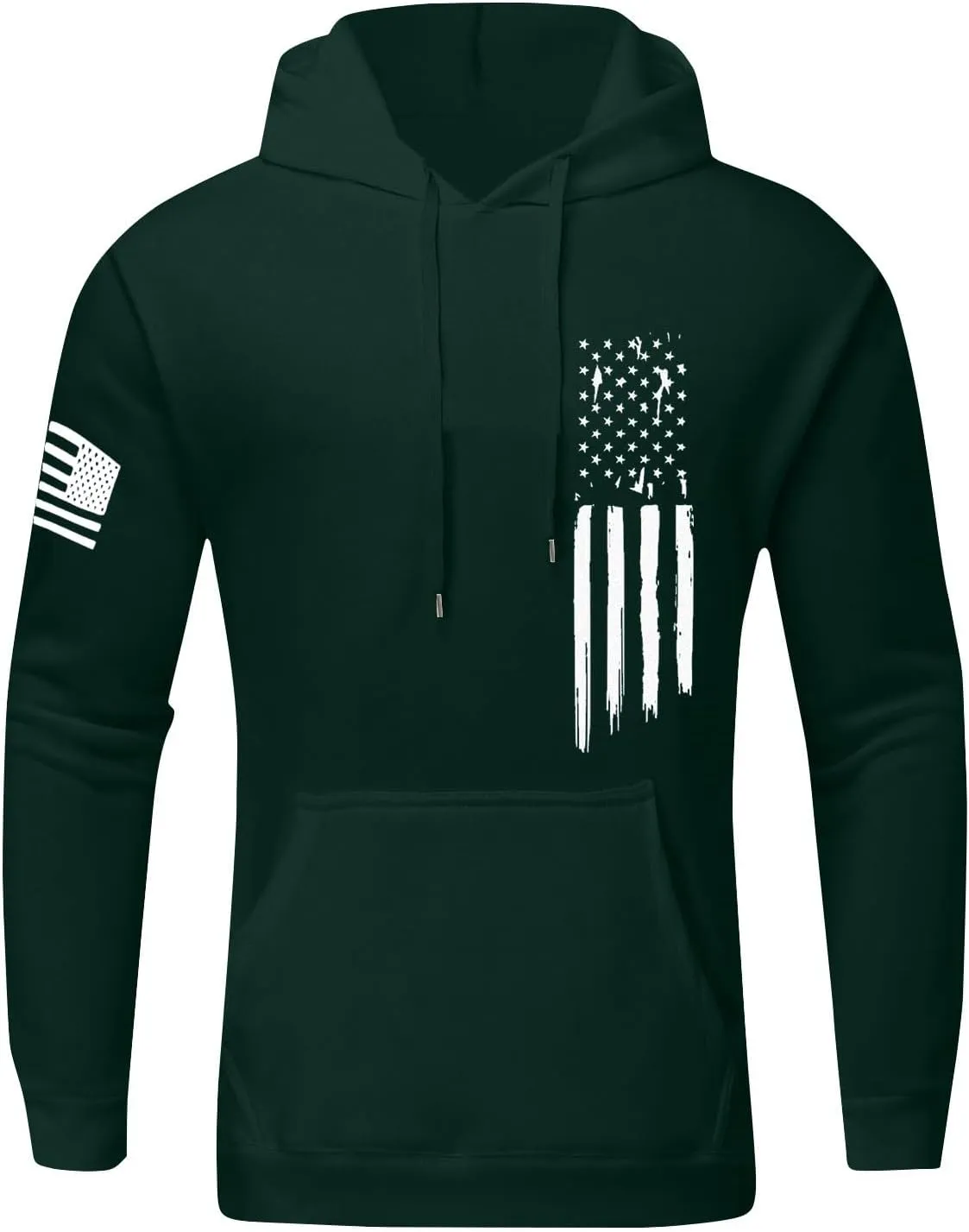 Men's Trendy Hoodies Oversized Sweatshirts Drawstring Fall Hooded Long Sleeve USA Flag Printed Hoodie with Pockets