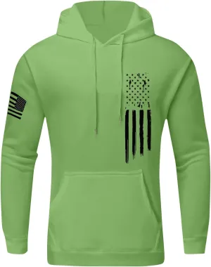 Men's Trendy Hoodies Oversized Sweatshirts Drawstring Fall Hooded Long Sleeve USA Flag Printed Hoodie with Pockets