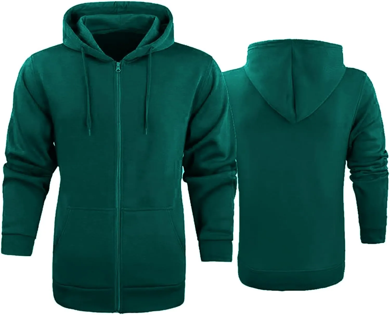 Men's Zip-Up Hoodie Fleece Full-Zip Hoodie Solid Soft Top Coat Long Sleeve Hooded Sweatshirt Top Jacket Zip Up