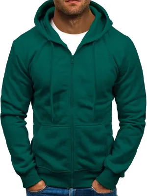 Men's Zip-Up Hoodie Fleece Full-Zip Hoodie Solid Soft Top Coat Long Sleeve Hooded Sweatshirt Top Jacket Zip Up