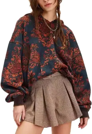 Molilove Hoodies for Women Floral Leopard Print Tops Pullover Hooded Sweatshirt with Pocket