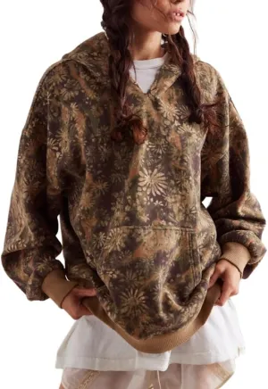 Molilove Hoodies for Women Floral Leopard Print Tops Pullover Hooded Sweatshirt with Pocket