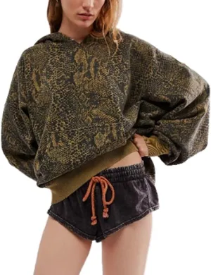 Molilove Hoodies for Women Floral Leopard Print Tops Pullover Hooded Sweatshirt with Pocket